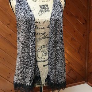 Daytrip black and cream knit vest with lace detail